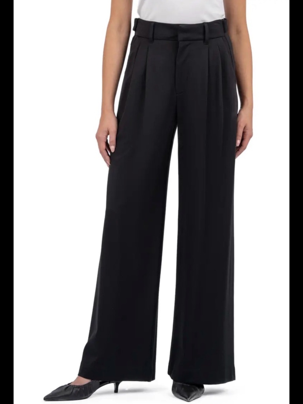 Kut from the Kloth Cheryl Black Wide-Leg High-Rise Trousers